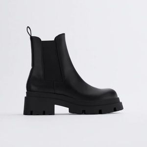 Zara Black Lug Sole Boots